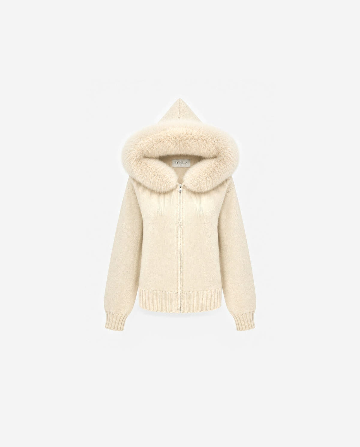 hoodie-zip-fur|Beige crème
